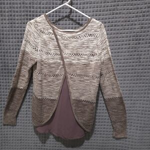 Brown Layered Lightweight Athletic Sweater Sm-Med Jogging Boho Chic Athleisure